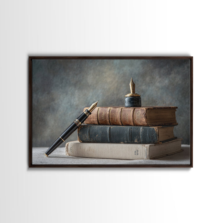Dignified Law Books and Fountain Pen Still Canvas Print, Law Office Art, Poster Print, Office Decor, Fine Art, Counsel, LOA-3x2-30