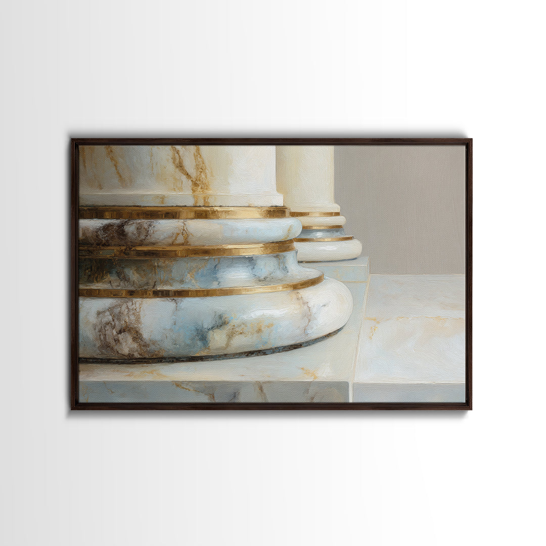 Marble Courthouse Column Study Without Building Scene Framed Canvas Print, Law Office Art, Office Art, Office Decor, Counsel, LOA-3x2-31