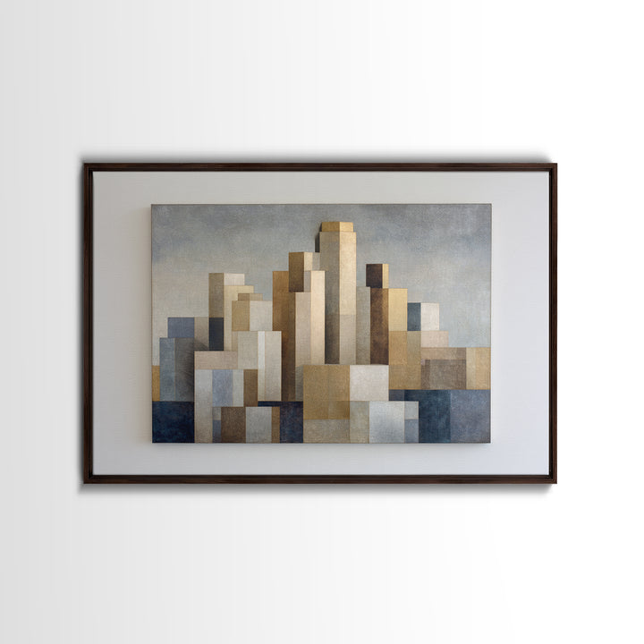 Quiet City Skyline Framed Canvas Print, Law Office Art, Canvas Print, Office Decor, Abstract Art, Counsel, Butterfly Art, LOA-3x2-40