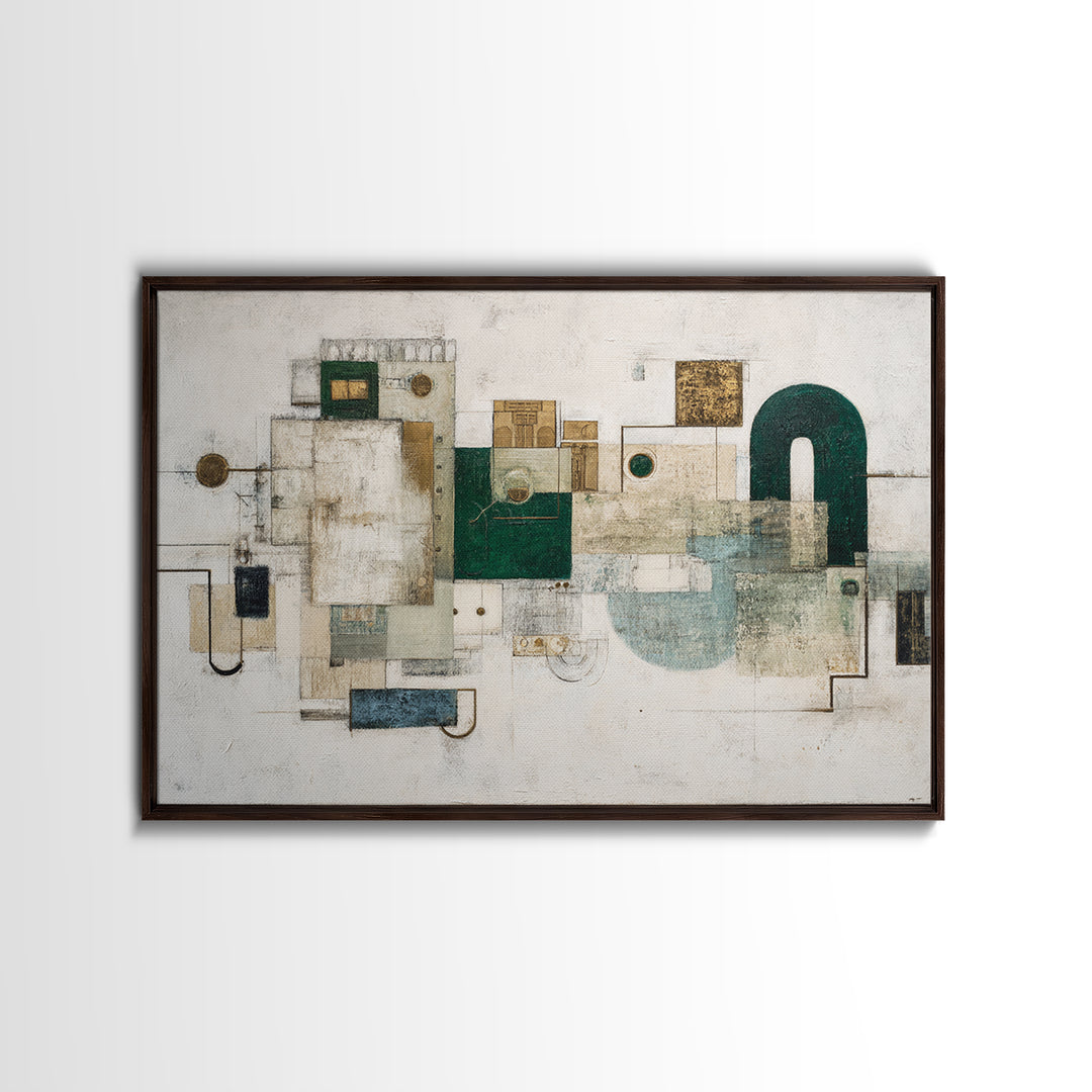 Deep Green and Walnut Toned Abstract Canvas Print, Law Office Art, Gifts for Lawyers, Office Decor, Fine Art, Counsel, LOA-3x2-49