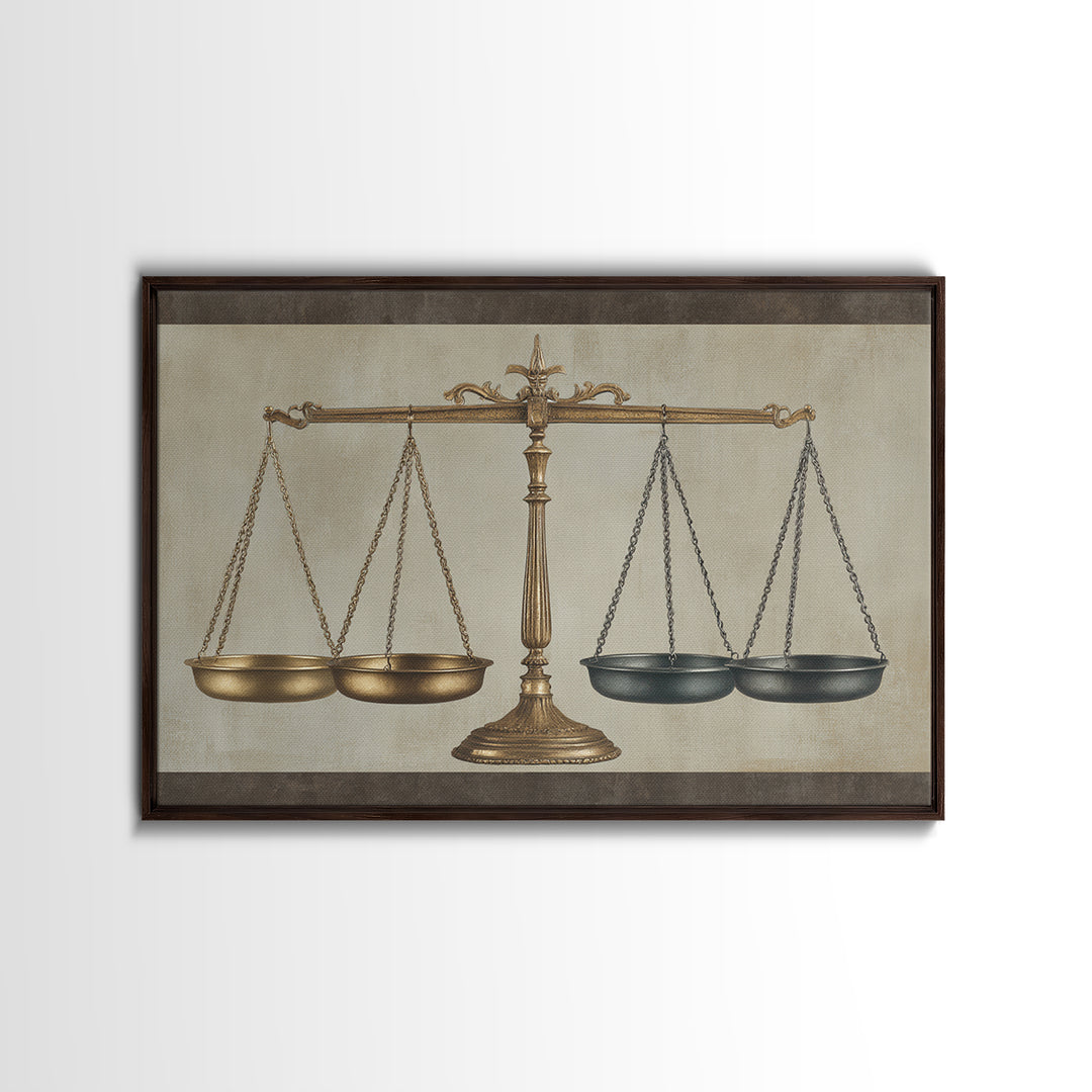 Classical Scales of Justice Canvas Print, Law Office Art, Modern Wall Decor, Office Decor, Fine Art, Counsel, Law School Gifts, LOA-3x2-53