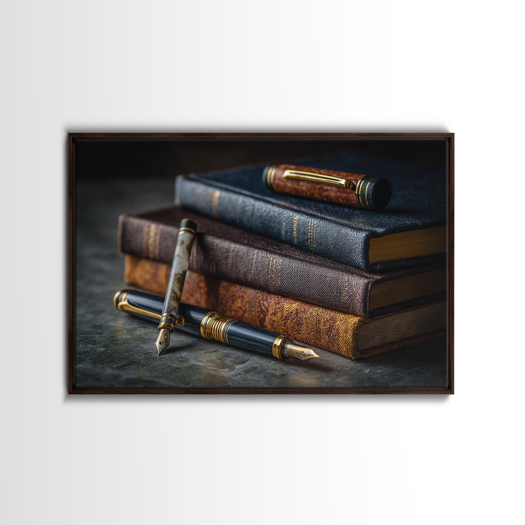 Dignified Law Books and Fountain Pen Still Canvas Print, Law Office Art, Poster Print, Office Decor, Fine Art, Counsel, LOA-3x2-54
