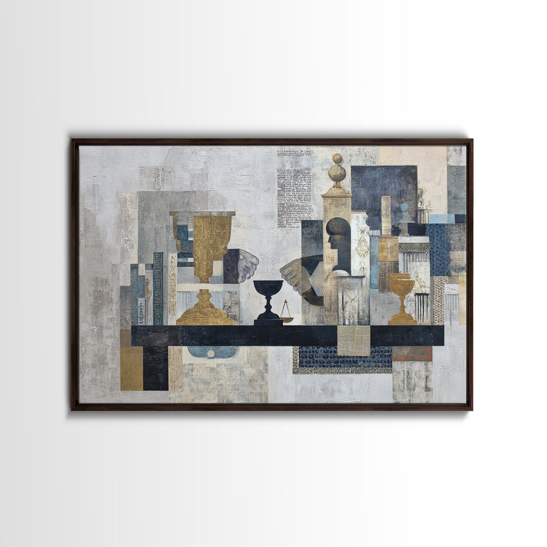 Diplomatic Handshake Silhouette Framed Canvas Print, Law Office Art, Office, Office Decor, Abstract Art, Counsel, LOA-3x2-71