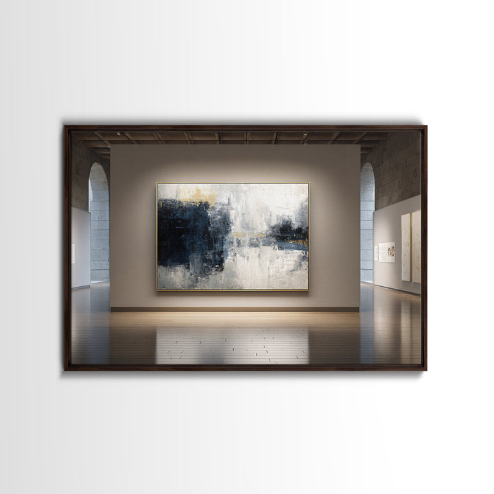 Abstract Navy and Gold Composition for Authority Framed Canvas Print, Law Office Art, Law School, Office Decor, Abstract Art, LOA-3x2-80