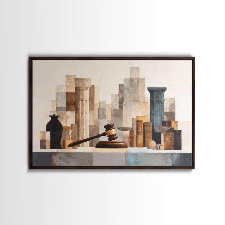 Classic Gavel Still Life Canvas Print, Law Office Art, Lawyer, Office Decor, Oil Painting, Counsel, Neutral Decor, Modern Decor, LOA-3x2-89