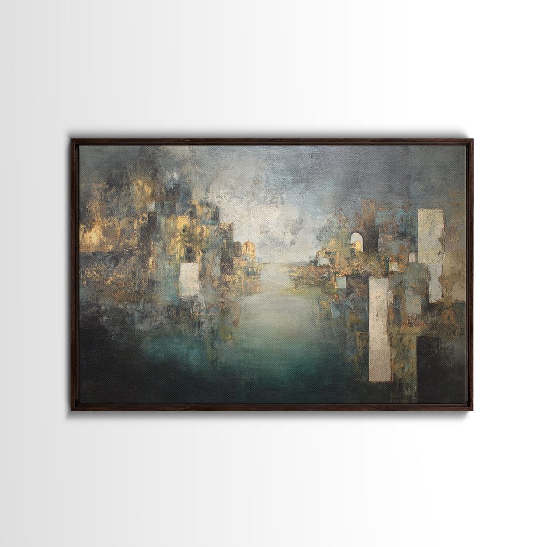 Deep Green and Walnut Toned Abstract Framed Canvas Print, Law Office Art, Butterfly Art, Office Decor, Abstract Art, Counsel, LOA-3x2-97