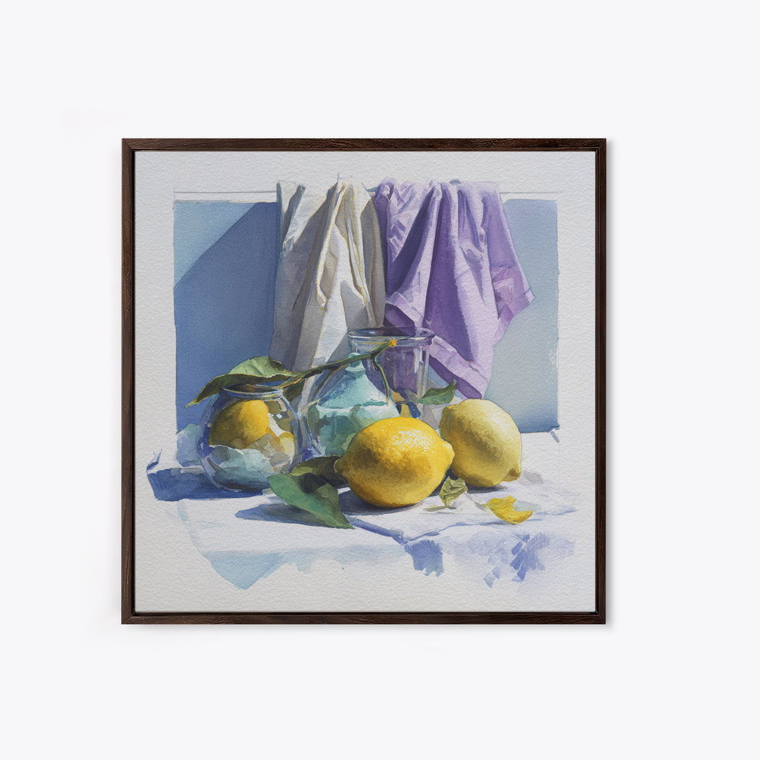 Lemon and Clean Linen Still Life Canvas Print, Laundry Room Art, Printable Art, Living Room Decor, Clean, Whimsical Art, LRA-1x1-3