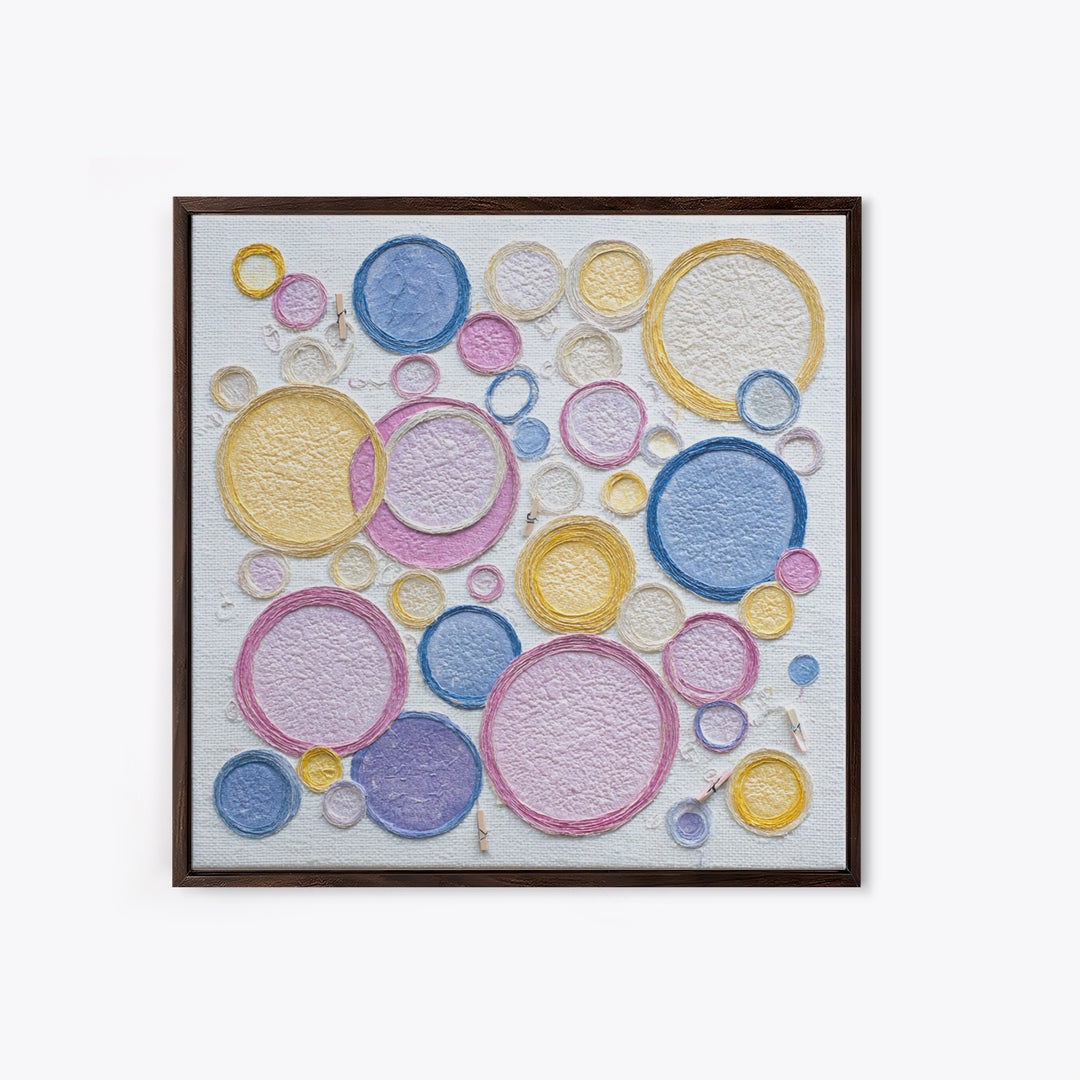 Soap Bubbles Rendered as Playful Abstract Circles Canvas Print, Laundry Room Art, Gallery Wall Prints, Living Room Decor, Clean, LRA-1x1-30