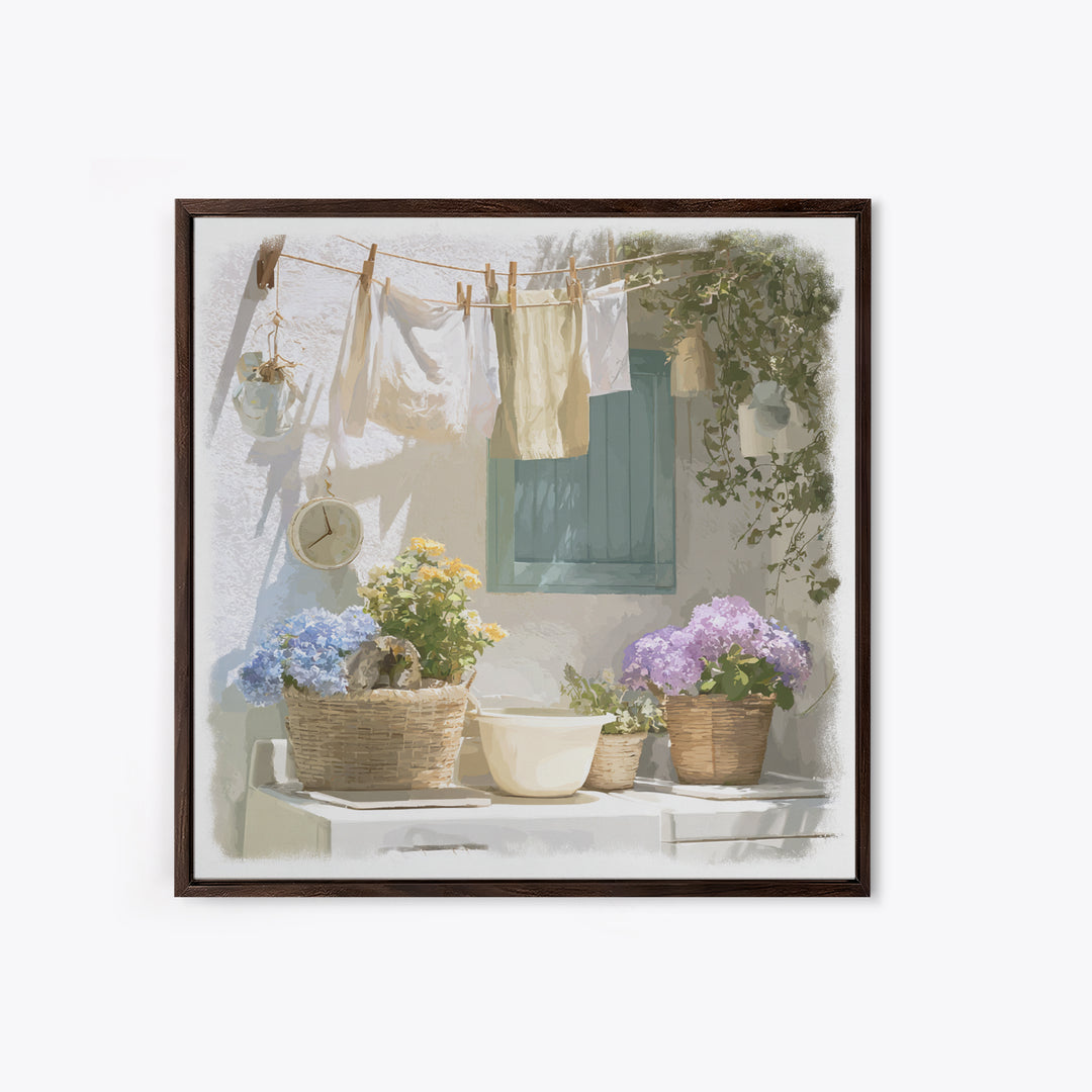 Farmhouse Laundry Sign Ornament Without Words Canvas Print, Laundry Room Art, Minimalist Wall Art, Living Room Decor, Clean, LRA-1x1-43