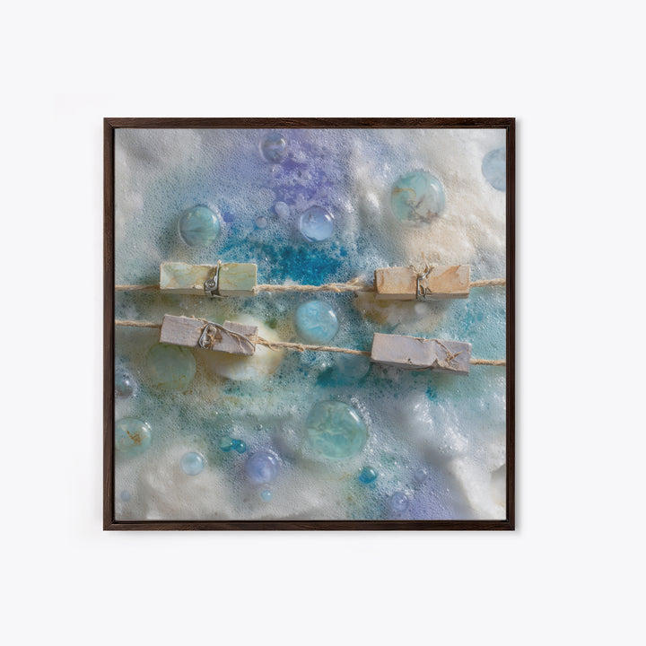 Abstract Suds and Bubbles Framed Canvas Print, Laundry Room Art, Downloadable Art, Living Room Decor, Fine Art, Clean, LRA-1x1-46