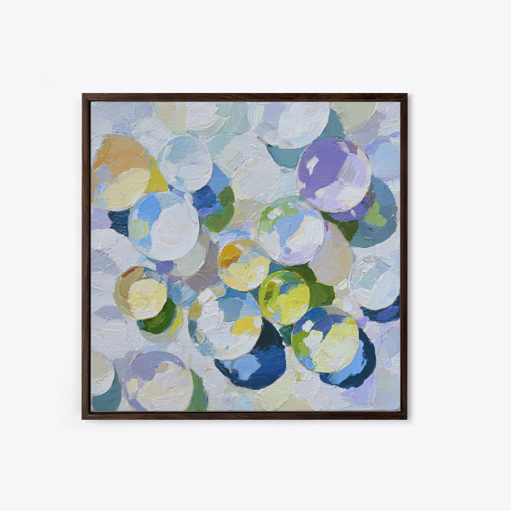 Soap Bubbles Rendered as Playful Abstract Circles Canvas Print, Laundry Room Art, Minimalist Wall Art, Living Room Decor, Clean, LRA-1x1-6