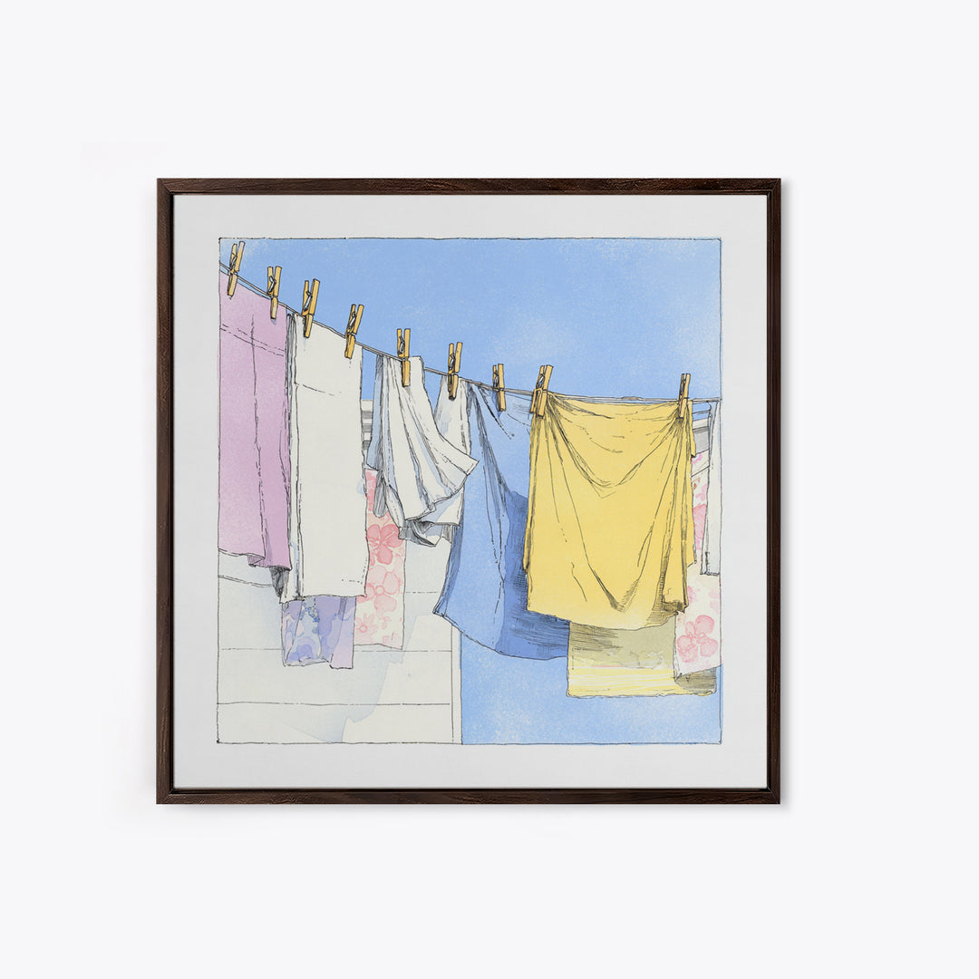 Simple Line Drawing of Hanging Laundry Canvas Print, Laundry Room Art, Farmhouse Wall Decor, Living Room Decor, Clean, LRA-1x1-64