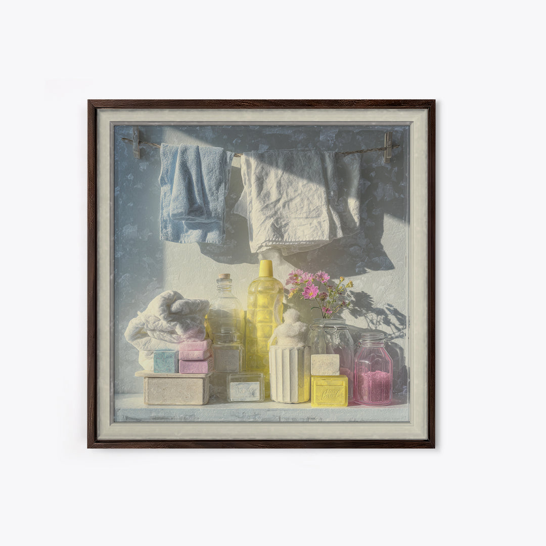 Farmhouse Laundry Sign Ornament Without Words Framed Canvas Print, Laundry Room Art, Gallery Decor, Living Room Decor, Clean, LRA-1x1-67