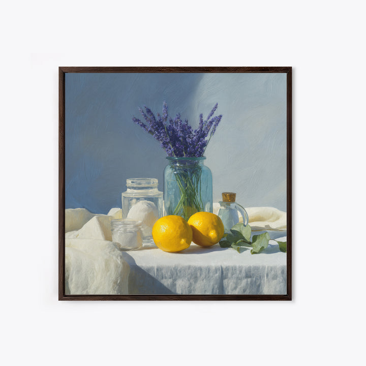 Lemon and Clean Linen Still Life Canvas Print, Laundry Room Art, Modern Decor, Living Room Decor, Abstract Art, Clean, LRA-1x1-75