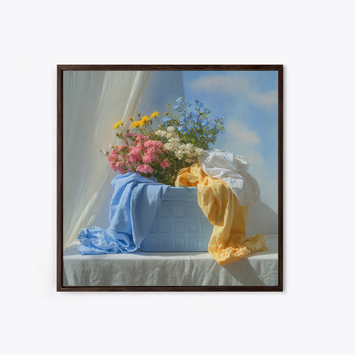 Blue Laundry Basket Canvas Print, Laundry Room Art, Room Decor, Living Room Decor, Fine Art, Clean, New Home Gift, LRA-1x1-77