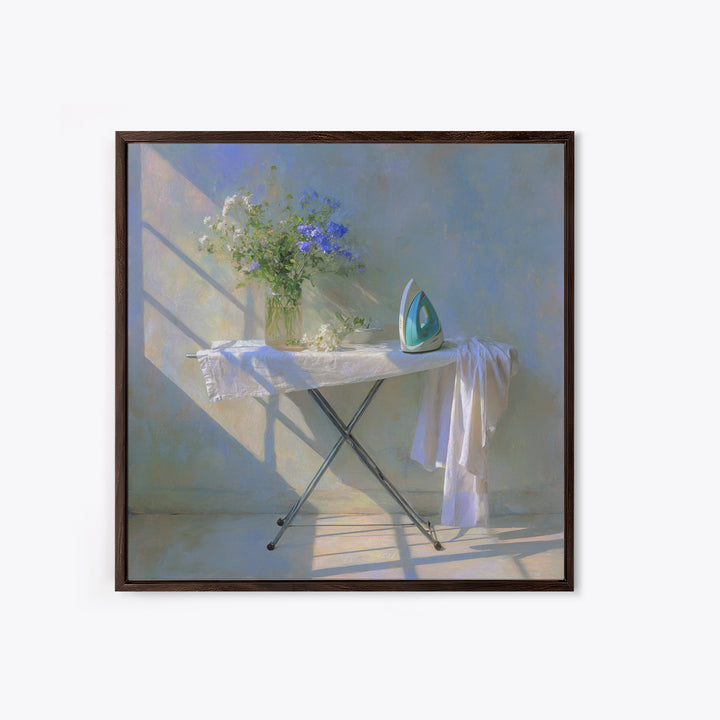 Ironing Board Still Life Framed Canvas Print, Laundry Room Art, Printable Wall Art, Living Room Decor, Fine Art, Clean, LRA-1x1-96