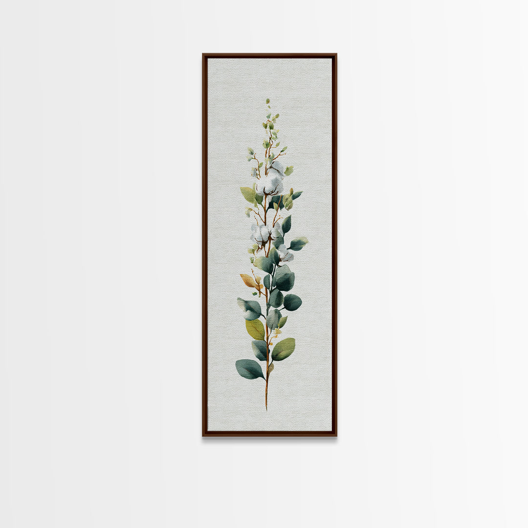 Sunlit White Towels and Eucalyptus Branch Canvas Print, Laundry Room Art, Digital Art, Living Room Decor, Watercolor Art, Clean, LRA-1x3-23