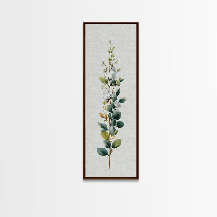 Sunlit White Towels and Eucalyptus Branch Canvas Print, Laundry Room Art, Digital Art, Living Room Decor, Watercolor Art, Clean, LRA-1x3-23