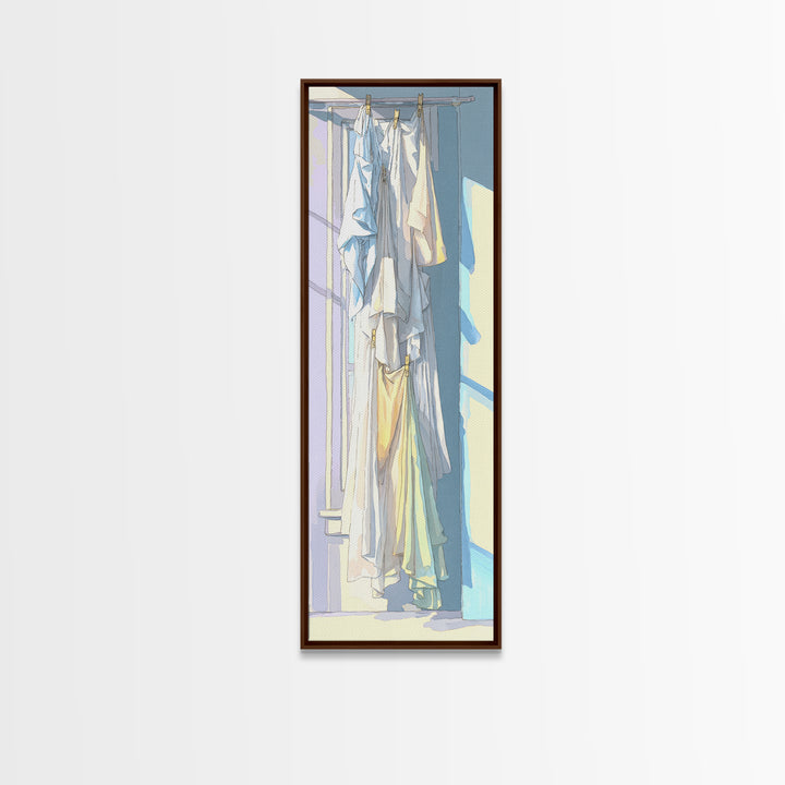 Simple Line Drawing of Hanging Laundry Canvas Print, Laundry Room Art, Room Decor, Living Room Decor, Abstract Art, Clean, LRA-1x3-28