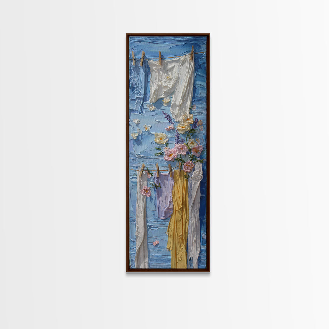 Clean Blue Water Ripple Abstraction Framed Canvas Print, Laundry Room Art, Living Room Decor, Abstract Art, Clean, LRA-1x3-30