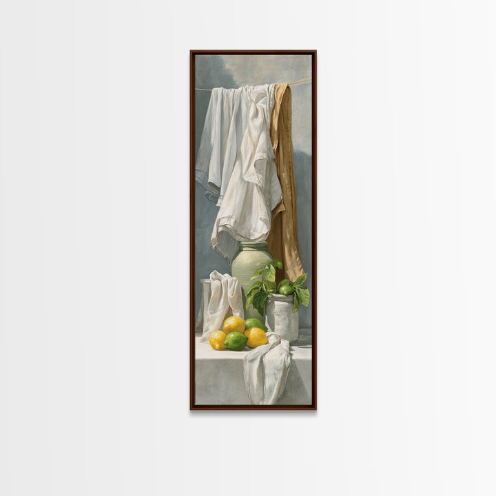 Lemon and Clean Linen Still Life Canvas Print, Laundry Room Art, Artwork, Living Room Decor, Clean, Minimalist Wall Art, LRA-1x3-39