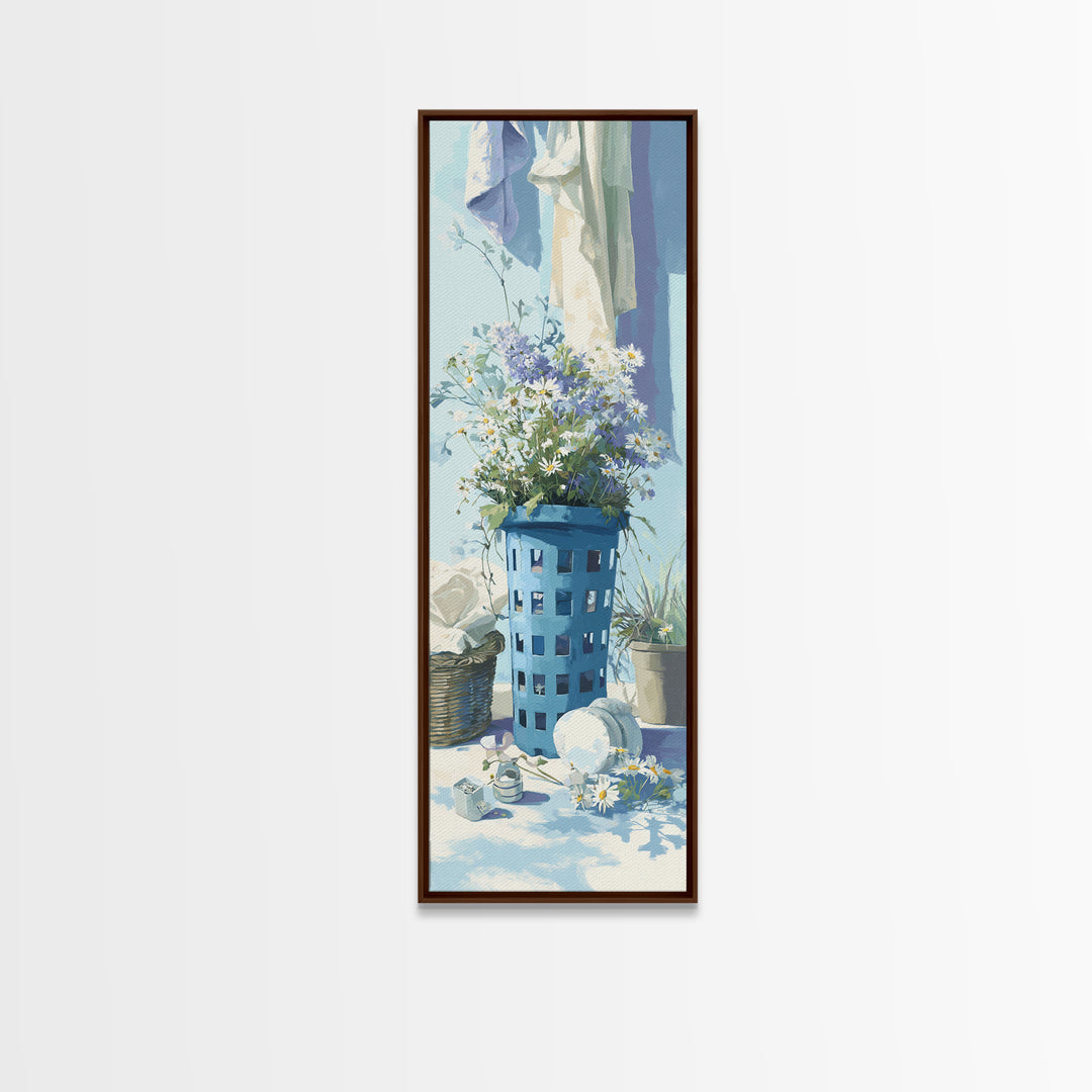Blue Laundry Basket Canvas Print, Laundry Room Art, Laundry Room Decor, Living Room Decor, Fine Art, Clean, Gallery Decor, LRA-1x3-41