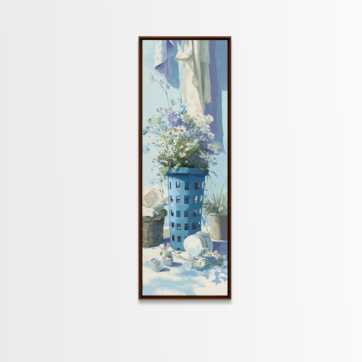 Blue Laundry Basket Canvas Print, Laundry Room Art, Laundry Room Decor, Living Room Decor, Fine Art, Clean, Gallery Decor, LRA-1x3-41
