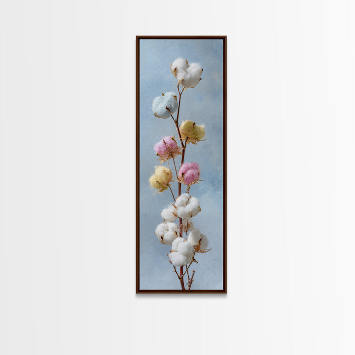 Fresh Cotton Branch Botanical Study Canvas Print, Laundry Room Art, Digital Print, Living Room Decor, Watercolor Art, Clean, LRA-1x3-43