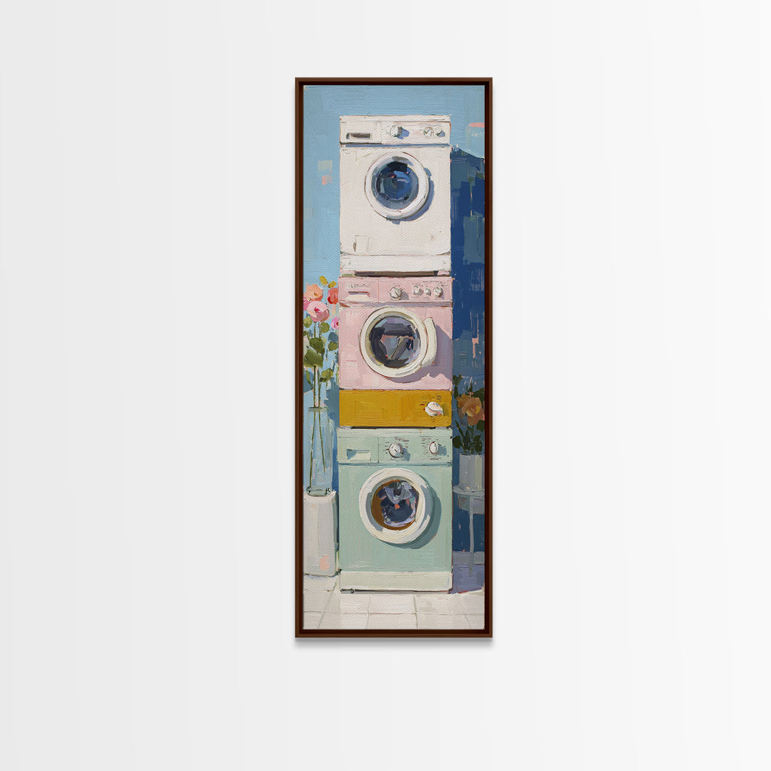 Washing Machine Icon Graphic Without Text Framed Canvas Print, Laundry Room Art, Apartment Wall Art, Living Room Decor, Clean, LRA-1x3-46