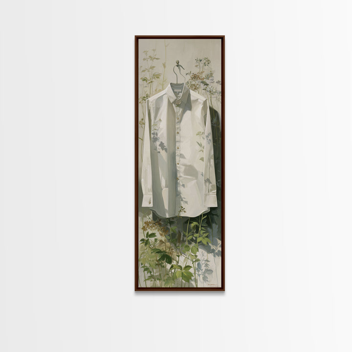 White Shirt on Hanger Canvas Print, Laundry Room Art, Fine Art Print, Living Room Decor, Fine Art, Clean, Painting, Digital Art, LRA-1x3-57