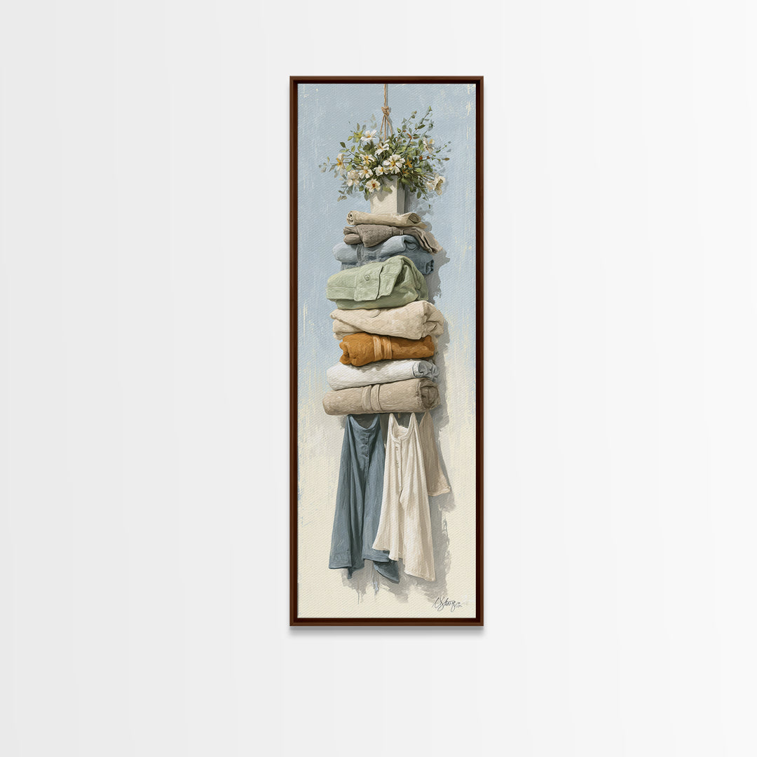 Farmhouse Laundry Sign Ornament Without Words Canvas Print, Laundry Room Art, Contemporary Art, Living Room Decor, Clean, LRA-1x3-7