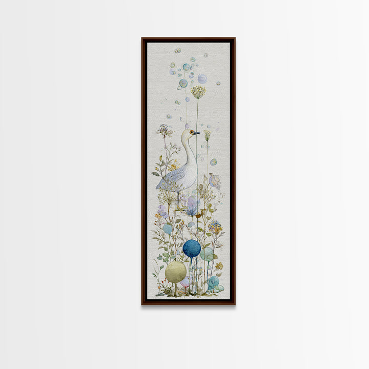 Duck and Bubbles Whimsical Watercolor Framed Canvas Print, Laundry Room Art, Farmhouse Wall Art, Living Room Decor, Clean, LRA-1x3-75