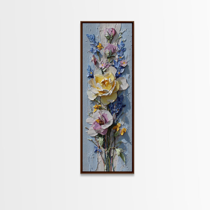 Clothespin Bouquet in Folk Art Style Framed Canvas Print, Laundry Room Art, Statement Artwork, Living Room Decor, Clean, LRA-1x3-8