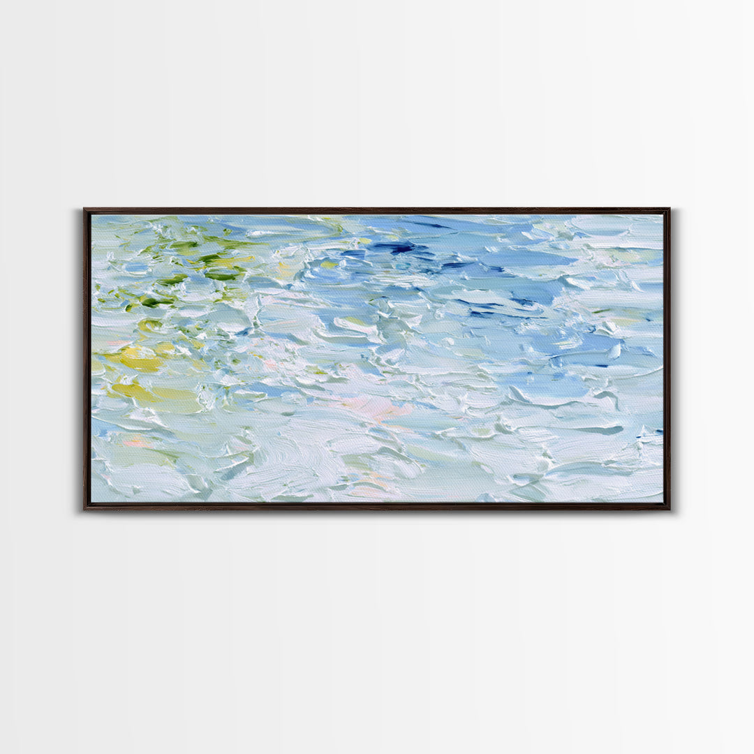 Clean Blue Water Ripple Abstraction Framed Canvas Print, Laundry Room Art, Fine Art Print, Living Room Decor, Abstract Art, LRA-2x1-14