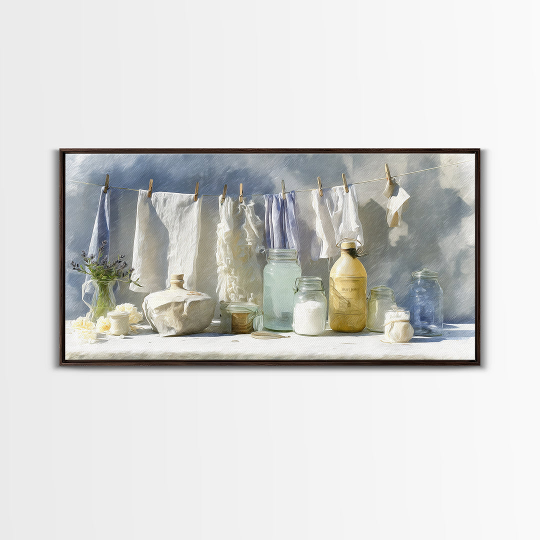 Farmhouse Laundry Sign Ornament Without Words Canvas Print, Laundry Room Art, Minimalist Decor, Living Room Decor, Clean, LRA-2x1-15