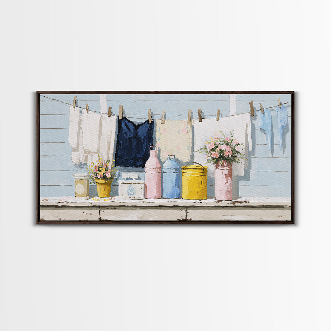 Farmhouse Laundry Sign Ornament Without Words Canvas Print, Laundry Room Art, Printable Wall Art, Living Room Decor, Clean, LRA-2x1-39