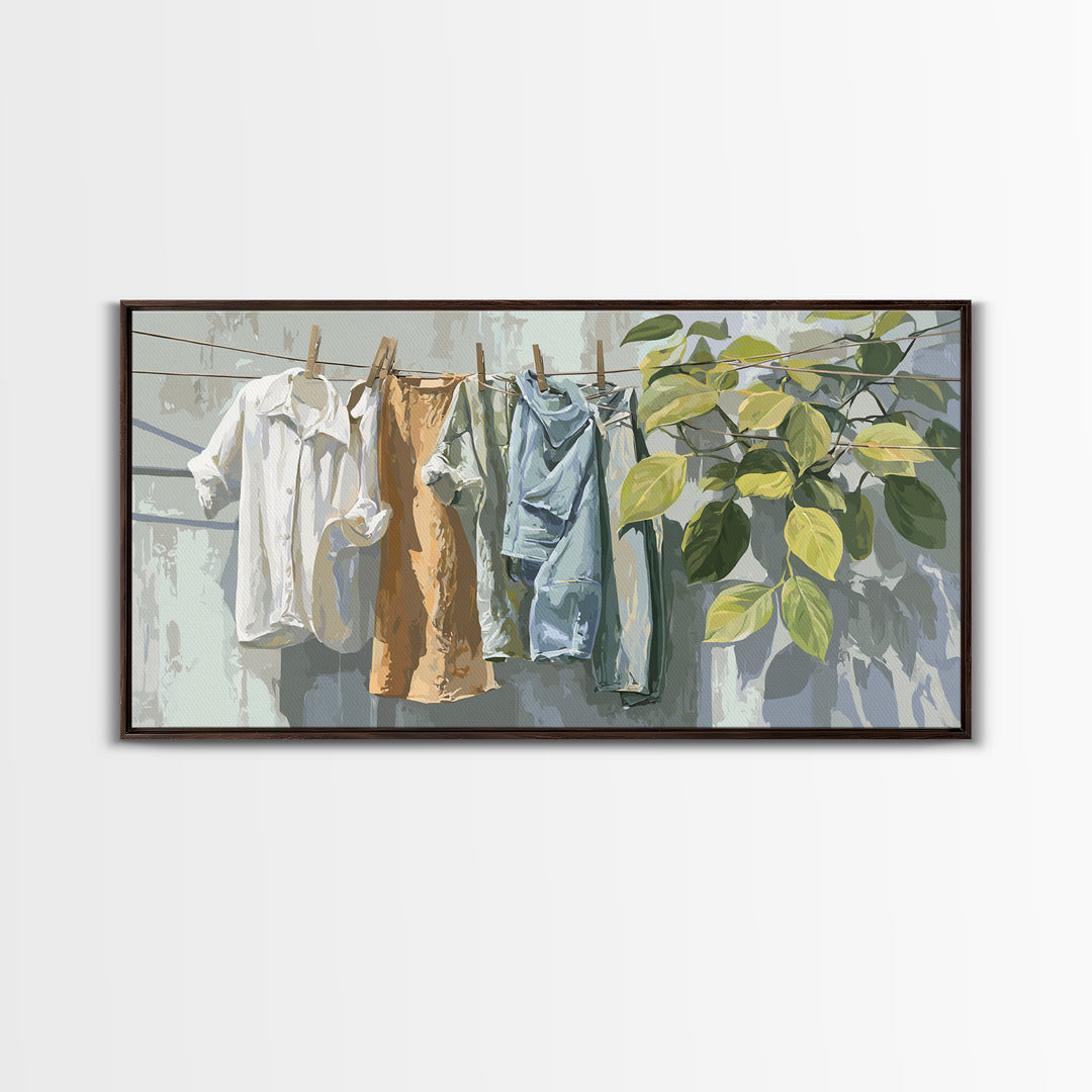 White Shirt on Hanger Canvas Print, Laundry Room Art, Contemporary Art, Living Room Decor, Fine Art, Clean, Farmhouse Decor, LRA-2x1-41