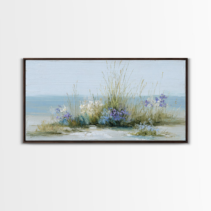 Fresh Air Meadow Landscape for Clean Mood Framed Canvas Print, Laundry Room Art, Oil Painting, Living Room Decor, Clean, LRA-2x1-43