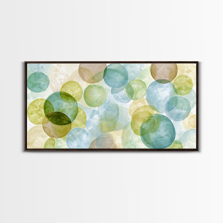 Soap Bubbles Rendered as Playful Abstract Circles Canvas Print, Laundry Room Art, Minimalist Decor, Living Room Decor, Clean, LRA-2x1-50