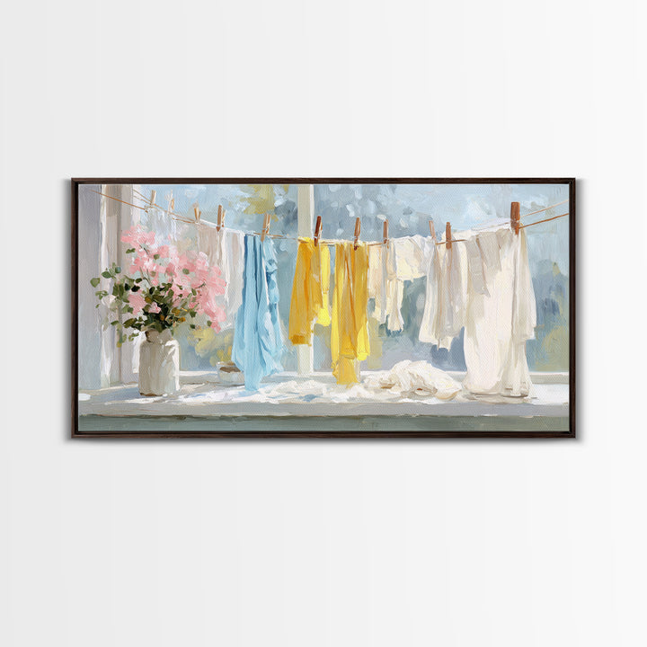 Fresh Air Meadow Landscape for Clean Mood Framed Canvas Print, Laundry Room Art, Apartment Wall Art, Living Room Decor, Clean, LRA-2x1-67