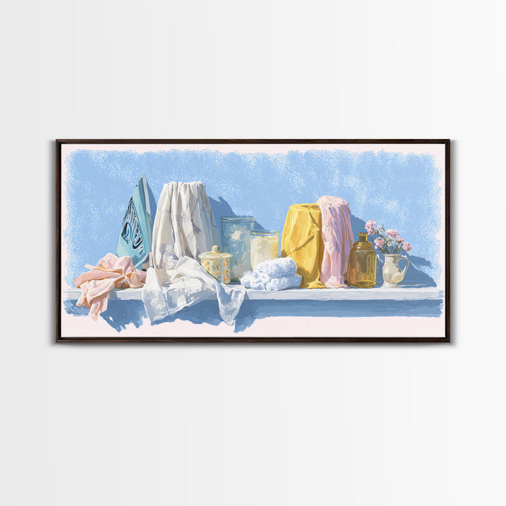 Retro Iron Illustration Canvas Print, Laundry Room Art, Digital Print, Living Room Decor, Oil Painting, Clean, Custom Wall Art, LRA-2x1-77