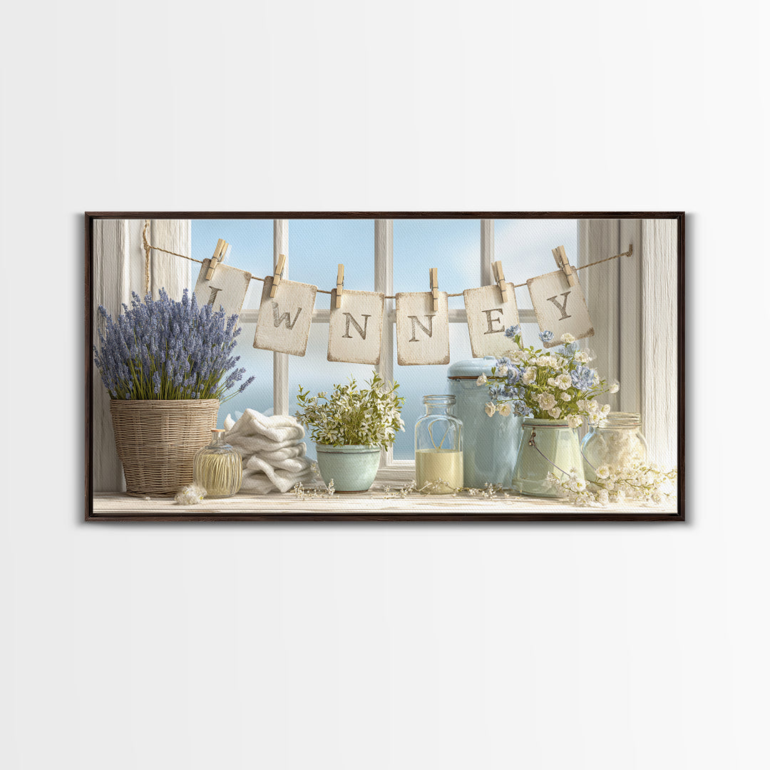 Farmhouse Laundry Sign Ornament Without Words Canvas Print, Laundry Room Art, Farmhouse Wall Art, Living Room Decor, Clean, LRA-2x1-87