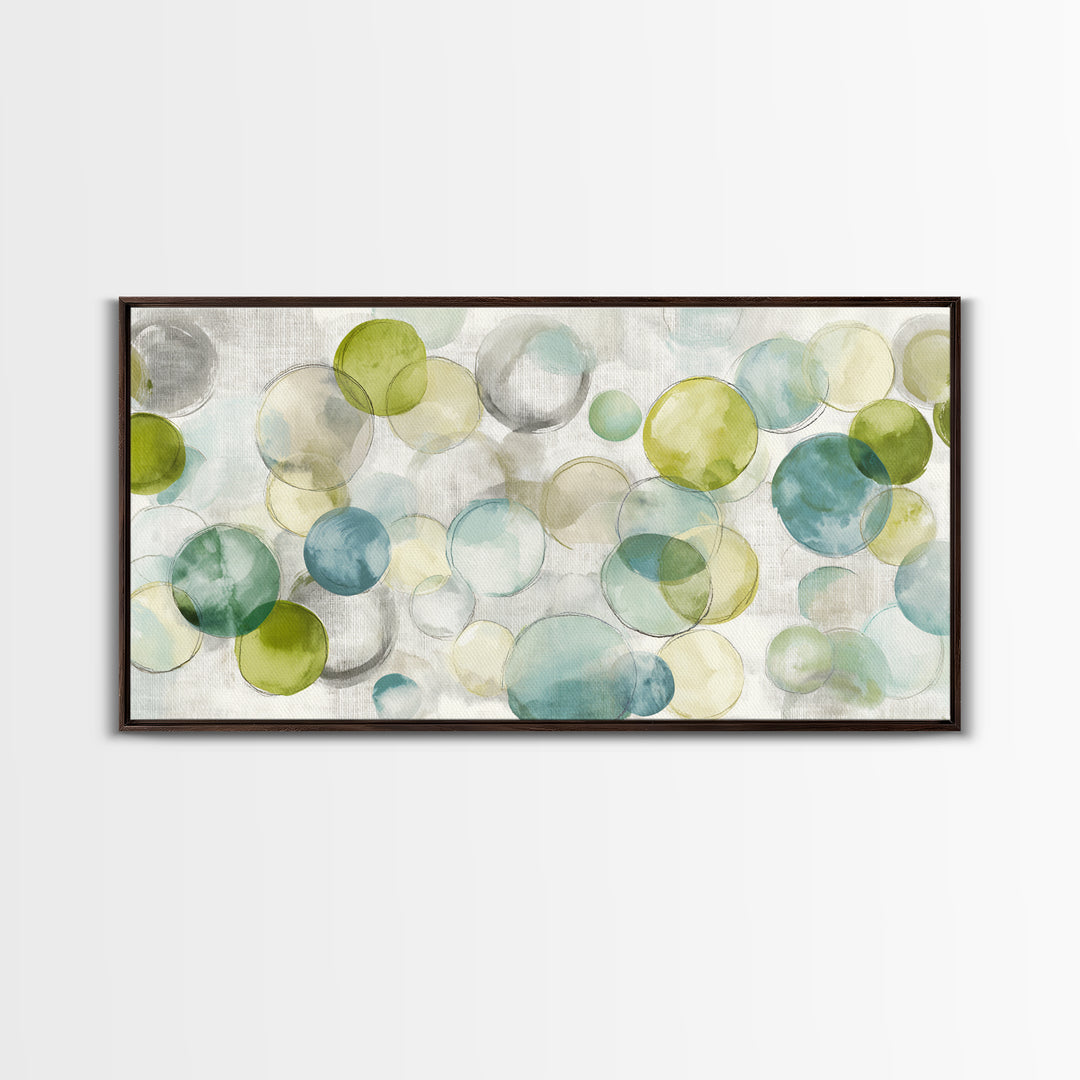 Soap Bubbles Rendered as Playful Abstract Circles Canvas Print, Laundry Room Art, Printable Wall Art, Living Room Decor, Clean, LRA-2x1-98