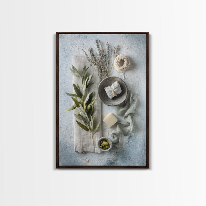 Lavender Sachet and Ribbon Still Life Framed Canvas Print, Laundry Room Art, Home Decor, Living Room Decor, Fine Art, Clean, LRA-2x3-1