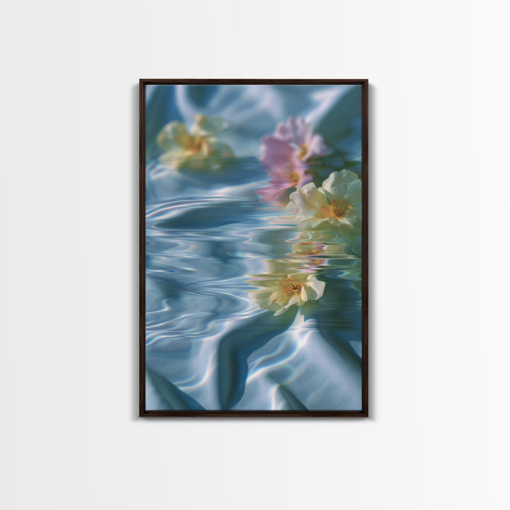 Clean Blue Water Ripple Abstraction Framed Canvas Print, Laundry Room Art, Boho Decor, Living Room Decor, Fine Art, Clean, LRA-2x3-2