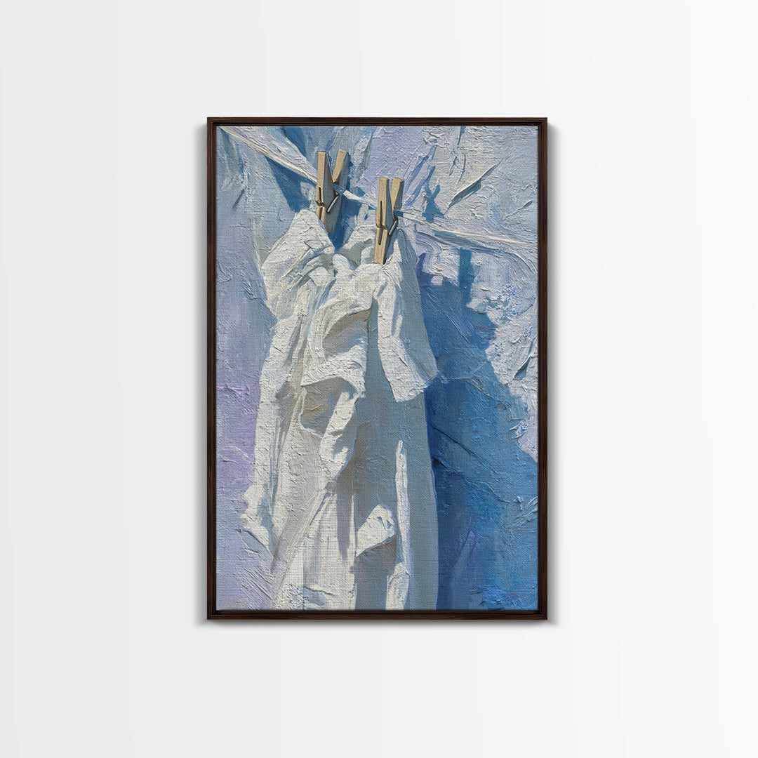 Linen Texture Abstract Framed Canvas Print, Laundry Room Art, Digital Art Print, Living Room Decor, Abstract Art, Clean, LRA-2x3-44
