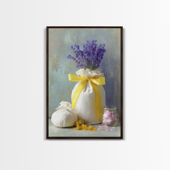 Lavender Sachet and Ribbon Still Life Canvas Print, Laundry Room Art, Digital Wall Art, Living Room Decor, Fine Art, Clean, LRA-2x3-49
