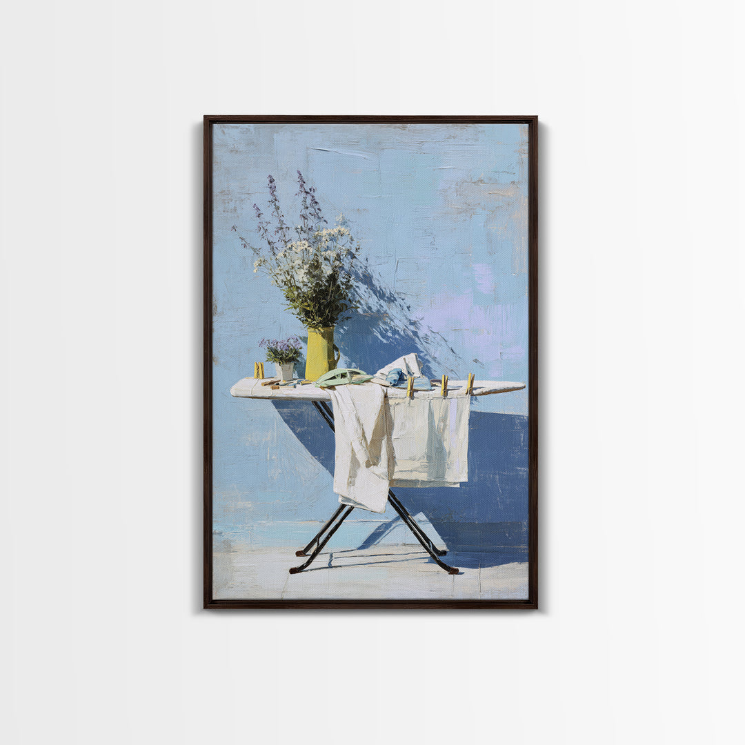 Ironing Board Still Life Framed Canvas Print, Laundry Room Art, Neutral Decor, Living Room Decor, Fine Art, Clean, Home Decor, LRA-2x3-56