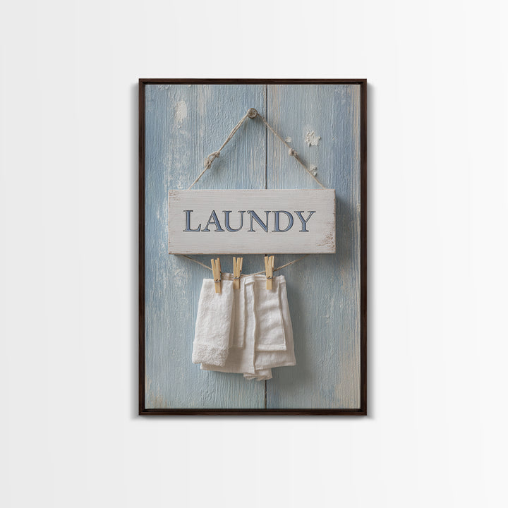 Farmhouse Laundry Sign Ornament Without Words Framed Canvas Print, Laundry Room Art, Artwork, Living Room Decor, Clean, LRA-2x3-75
