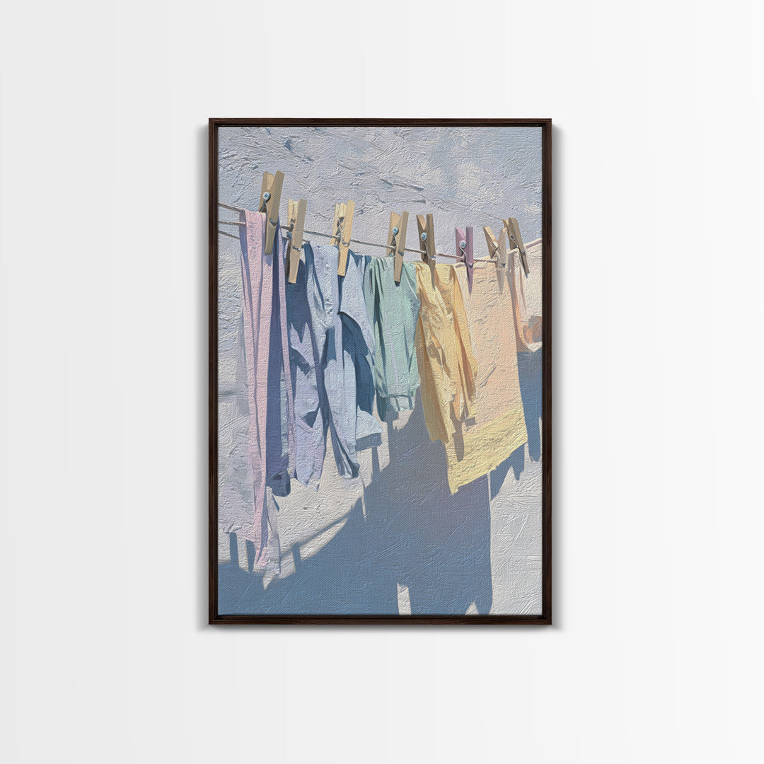 Linen Texture Abstract Framed Canvas Print, Laundry Room Art, Gallery Decor, Living Room Decor, Fine Art, Clean, LRA-2x3-92